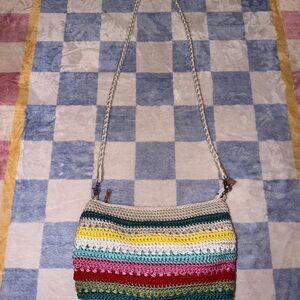 The SAK Hand-Crocheted Multicolor Crossbody Bag - Cream, Yellow, Pink, Green